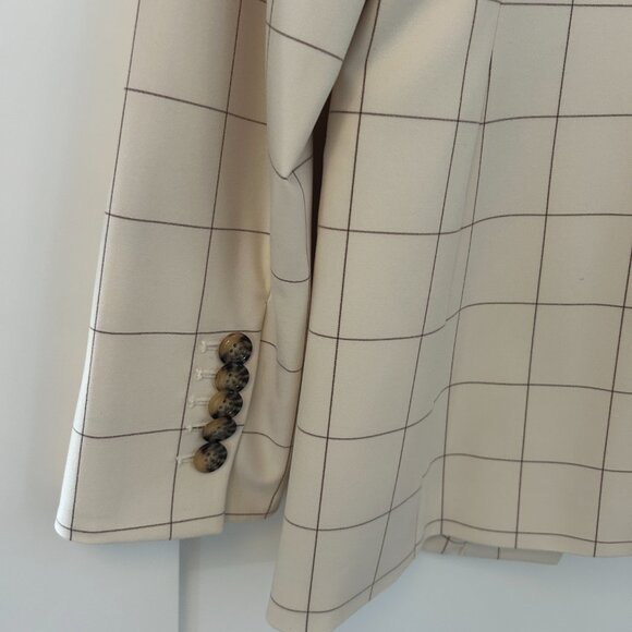 NWT: Veronica Beard Charleston Plaid Double-Breasted Jacket in Ecru Deep Ochre - Picture 9 of 13